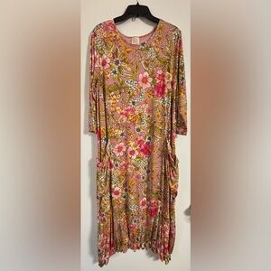 Floral Pink and Yellow Women's Dress